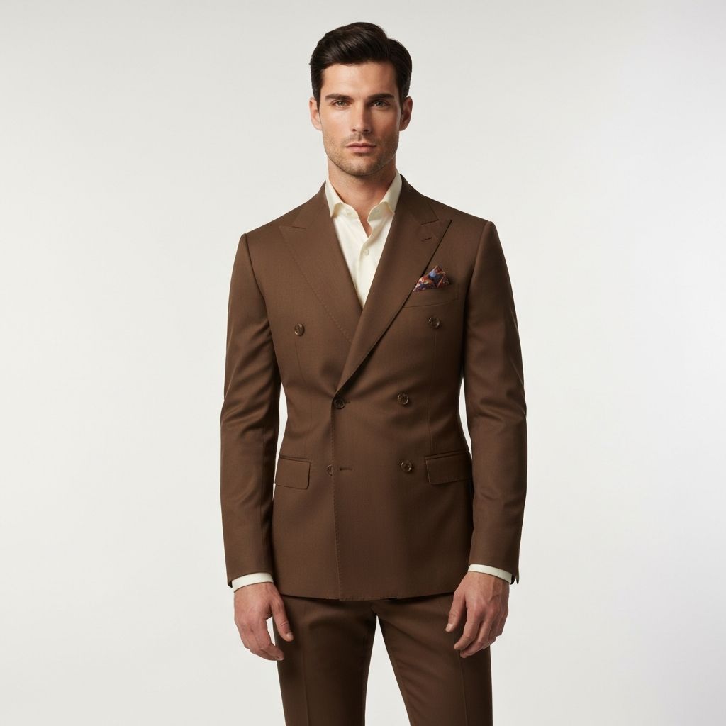 ABITO UOMO DOPPIOPETTO VISCOSA PANTALONI BAGGY MARRONE